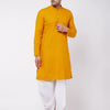 Men's Mustard Cotton Blend Straight Kurta and Dhoti Set