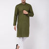 Men's Green Cotton Blend Straight Kurta Pyjama Set