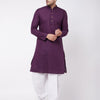 Men's Purple Cotton Blend Straight Kurta and Dhoti Set