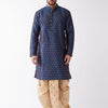 Men's Blue Silk Blend Straight Kurta and Dhoti Set
