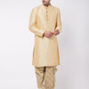 Men's Beige Silk Blend Straight Kurta and Dhoti Set