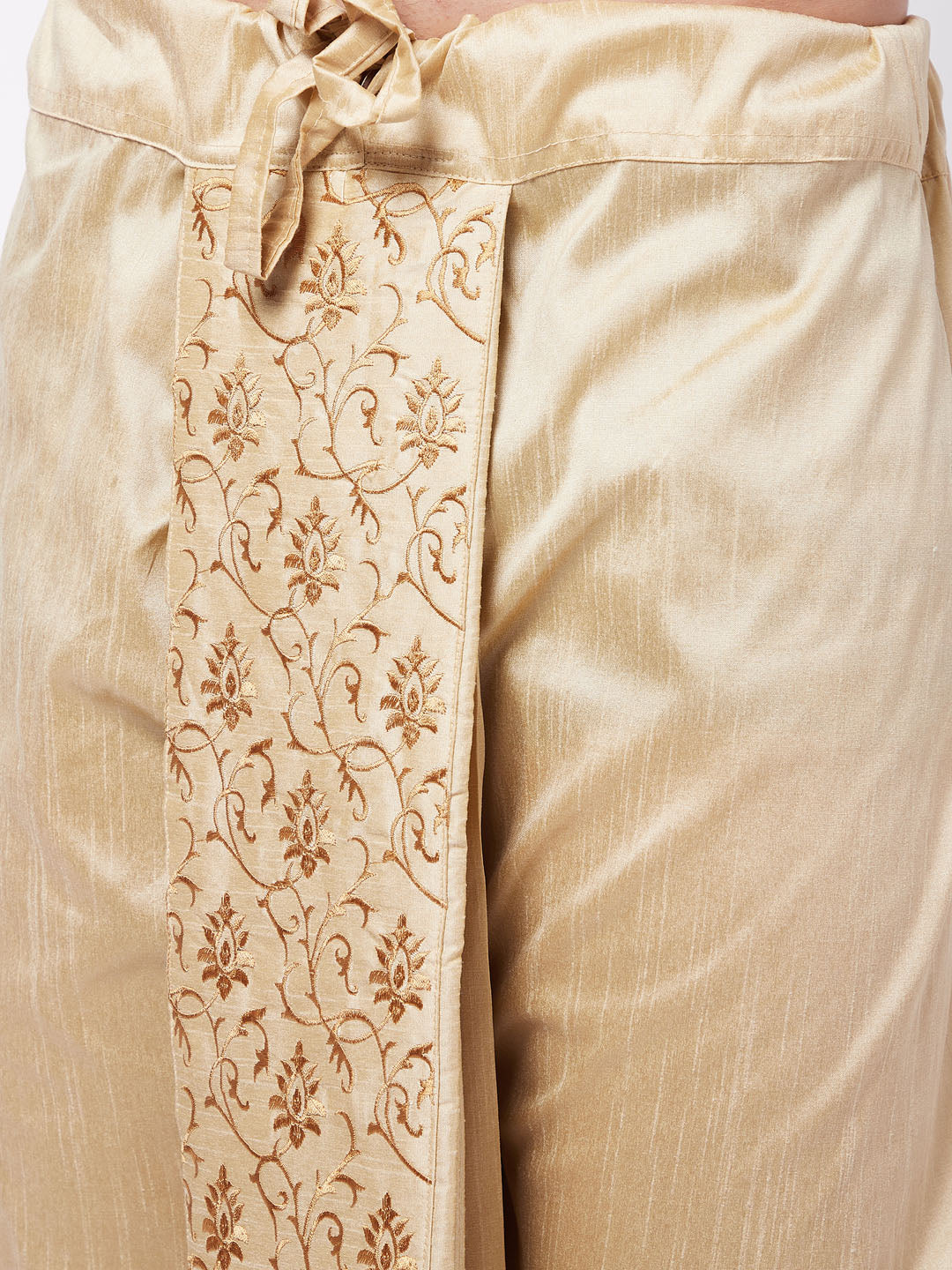 Men's Beige Silk Blend Straight Kurta and Dhoti Set