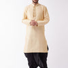 Men's Beige Silk Blend Straight Kurta and Dhoti Set