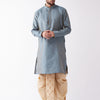 Men's Aqua Silk Blend Straight Kurta and Dhoti Set