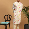 Men's Cream Cotton Blend Straight Kurta Pyjama Set