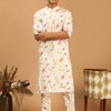 Men's Cream Cotton Blend Straight Kurta Pyjama Set