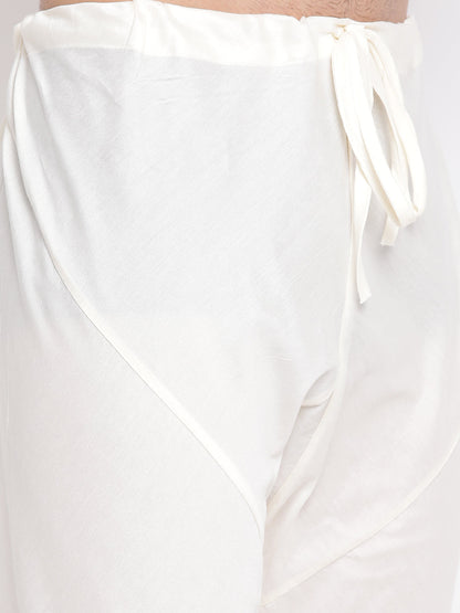 Men's Cream Viscose Straight Kurta Pyjama Set