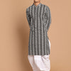 Men's Black Pure Cotton Straight Kurta and Dhoti Set