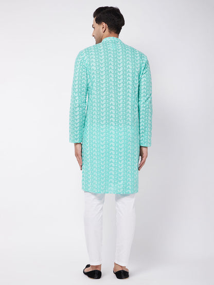 Men's Green Pure Cotton Straight Kurta Pyjama Set