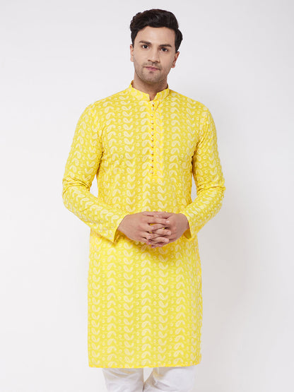 Men's Mustard Pure Cotton Straight Kurta Pyjama Set