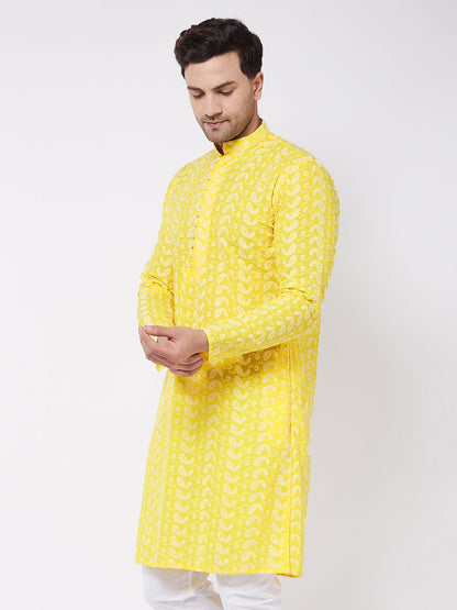 Men's Mustard Pure Cotton Straight Kurta Pyjama Set