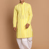 Men's Mustard Pure Cotton Straight Kurta and Dhoti Set