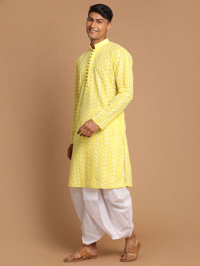 Men's Mustard Pure Cotton Straight Kurta and Dhoti Set