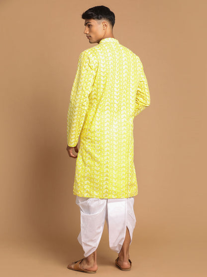 Men's Mustard Pure Cotton Straight Kurta and Dhoti Set