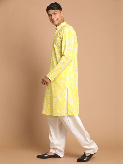 Men's Mustard Pure Cotton Straight Kurta and Patiala Set