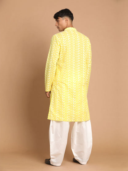 Men's Mustard Pure Cotton Straight Kurta and Patiala Set