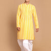 Men's Orange Pure Cotton Straight Kurta and Dhoti Set