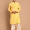Men's Orange Pure Cotton Straight Kurta and Patiala Set