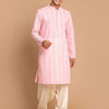 Men's Pink Pure Cotton Straight Kurta and Patiala Set