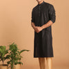 Men's Black Cotton Blend Straight Kurta Pyjama Set