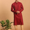 Men's Maroon Cotton Blend Straight Kurta Pyjama Set