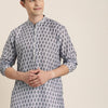 Men's Grey Cotton Blend Straight Kurta Pyjama Set