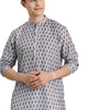 Men's Grey Cotton Blend Straight Kurta Pyjama Set