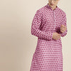 Men's Pink Cotton Blend Straight Kurta Pyjama Set