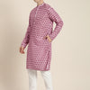 Men's Pink Cotton Blend Straight Kurta Pyjama Set