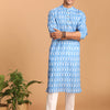 Men's Aqua Cotton Blend Straight Kurta Pyjama Set