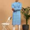 Men's Aqua Cotton Blend Straight Kurta Pyjama Set