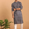 Men's Black Cotton Blend Straight Kurta Pyjama Set