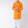 Men's Orange Pure Cotton Straight Kurta Pyjama Set