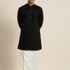 Men's Black Cotton Blend Straight Kurta And Mundu Set