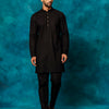 Men's Black Cotton Blend Straight Kurta Pyjama Set