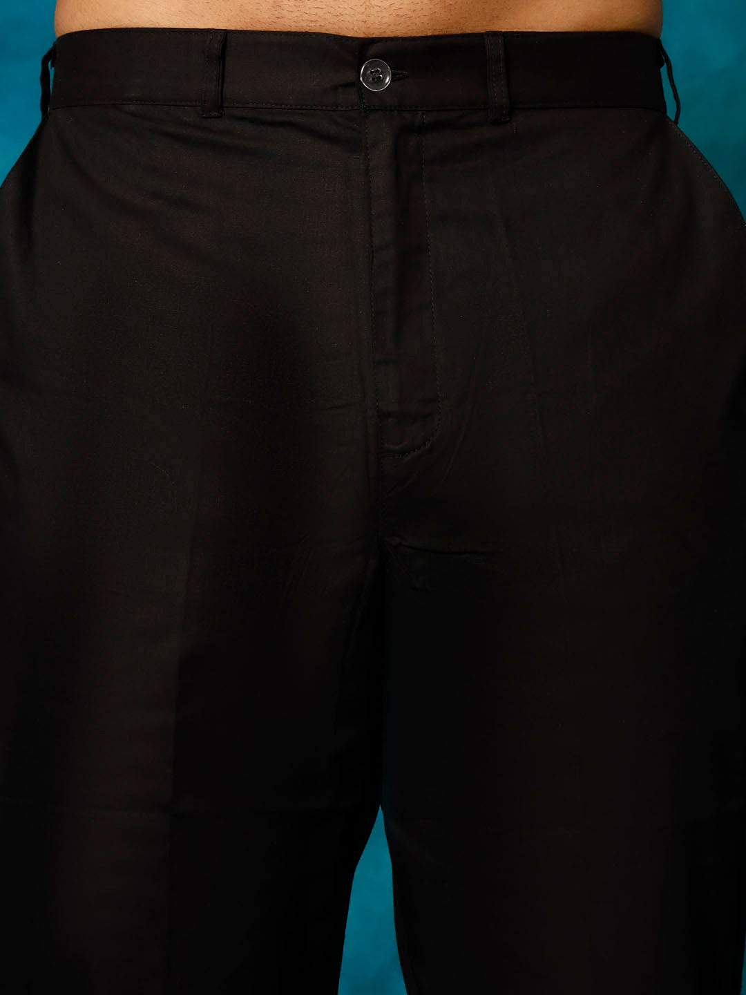 Men's Black Cotton Blend Straight Kurta Pyjama Set