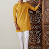 Men's Mustard Cotton Blend Straight Kurta Pyjama Set