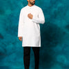 Men's White Cotton Blend Straight Kurta Pyjama Set