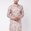 Men's MulticolorBasePink Cotton Blend Straight Kurta Pyjama Set