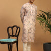 Men's MulticolorBasePeach Cotton Blend Straight Kurta Pyjama Set