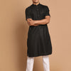Men's Black Cotton Blend Straight Kurta Pyjama Set