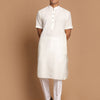 Men's Cream Cotton Blend Straight Kurta Pyjama Set