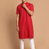 Men's Maroon Cotton Blend Straight Kurta Pyjama Set