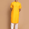 Men's Mustard Cotton Blend Straight Kurta Pyjama Set