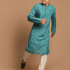 Men's Green Cotton Blend Straight Kurta Pyjama Set