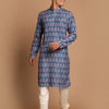 Men's Blue Cotton Blend Straight Kurta Pyjama Set