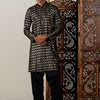 Men's Black Viscose Straight Kurta and Patiala Set