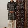 Men's Black Viscose Straight Kurta and Patiala Set