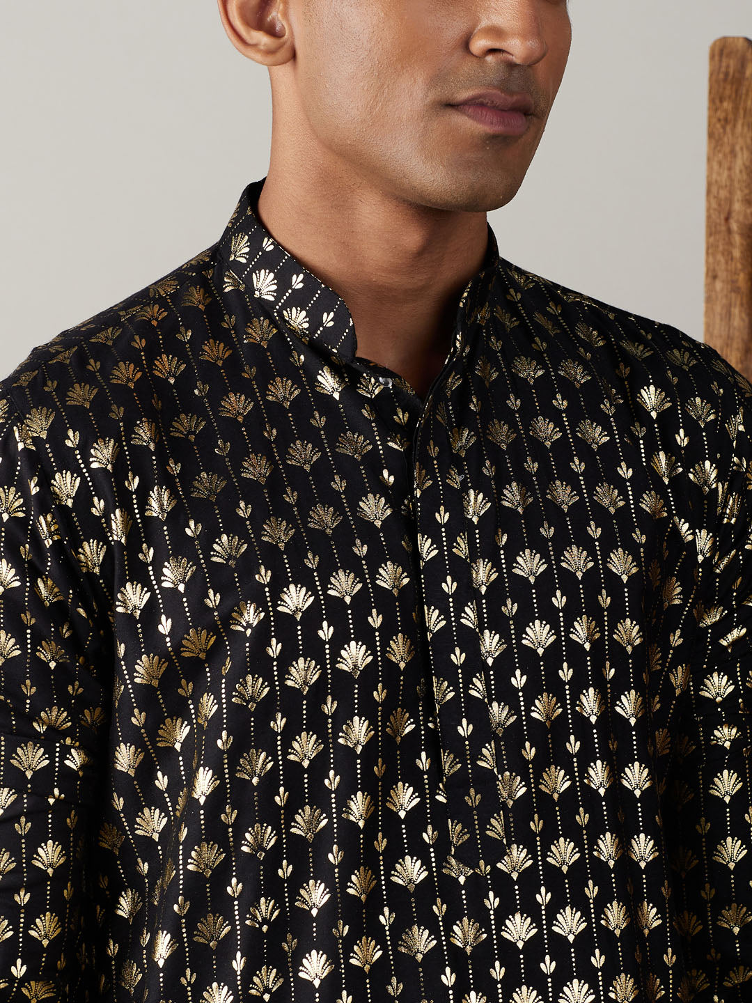 Men's Black Viscose Straight Kurta Pyjama Set