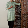Men's Green Viscose Straight Kurta and Patiala Set